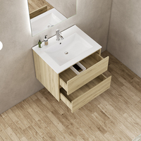 Meuble-lavabo mural double vasque en MDF style italien personnalisé, rainuré, écologique, résistant à l'eau, garantie 3 ans