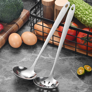 Juego de cucharón y cuchara ranurada de acero inoxidable con mango floral, para cocina, olla caliente, verduras y sopa - Product Image 3