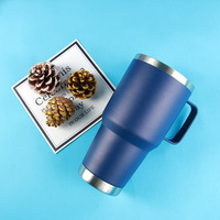 Vaso Térmico Personalizado de 30 oz con Asa, Taza de Viaje de Acero Inoxidable, Aislamiento al Vacío con Tapa Hermética, Botella de Agua para Exteriores