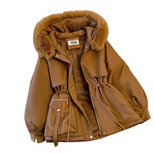 Abrigo de algodón grueso de moda para mujer, de color liso, con cremallera y manga larga - Product Image 4