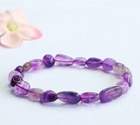 Bracelet extensible en perles irrégulières de quartz améthyste naturel 6*8mm 18cm unisexe, bijou de guérison énergétique pour yoga et méditation, cadeau