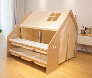 Tenda interna in legno per <span class=keywords><strong>bambini</strong></span>, castello principessa, ragazzi e ragazze che dormono e giocano a casa giocattolo - Product Image 4