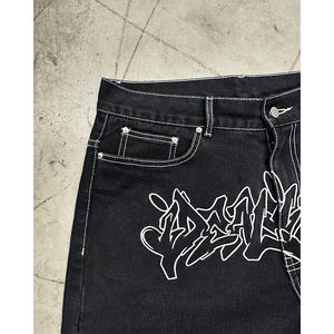 Jeans Baggy Personalizzati da Uomo, Streetwear con Ricami Graffiti, Pantaloni in <span class=keywords><strong>Denim</strong></span> per Skateboard - Product Image 2