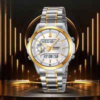 Reloj Digital SKMEI 2284 de Lujo para Hombre, Clásico y Moderno, Resistente al Agua 3ATM, Luminoso, con Alarma, Cronógrafo y Correa de Acero Inoxidable