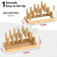 Égouttoir à vaisselle multifonction pliable et détachable en bambou écologique à 7 compartiments avec couvercle de casserole et étagère de rangement pour cuisine