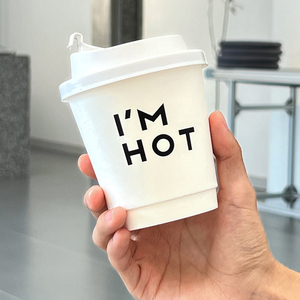 Tùy chỉnh in bán buôn giấy trắng ly cà phê phân hủy sinh học Takeaway đôi tường cà phê nóng cốc giấy với tay áo và nắp - Product Image 2