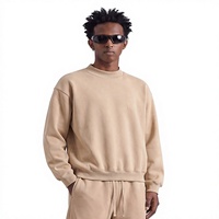 RS Menswear |   Sweat-shirt col roulé/col rond coupe ample style Old Money transfrontalier en molleton brossé épais 350G