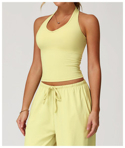 ZC002 Logo personnalisé femmes respirant Gym débardeurs doux séchage rapide Style doux minceur col en v sans manches danse <span class=keywords><strong>exercice</strong></span> haut - Product Image 6
