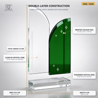 Trophée personnalisé en cristal, double couche, cristal K9, impression UV, gravure CNC, OEM, ODM, vente en gros