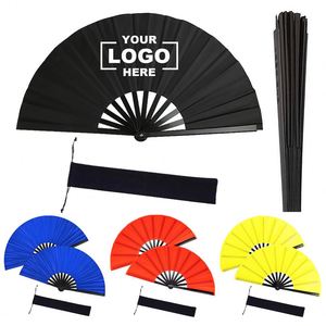 Abanico Plegable de Plástico Personalizado para Publicidad Empresarial, Abanico Portátil para Danza Kung Fu, Abanicos Plegables Grandes de 13 Pulgadas con Bolsa - Product Image 1