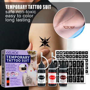 Kit d'art corporel temporaire EELHOE <span class=keywords><strong>Jagua</strong></span>, <span class=keywords><strong>encre</strong></span> imperméable pour tatouage temporaire avec pochoirs réutilisables, vente en gros, OEM, marque privée, en vrac - Product Image 3