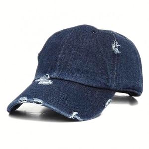 Casquettes en jean vierges à 6 panneaux, style vintage et vieilli, avec logo personnalisé OEM, pour le golf et le baseball, vente en gros - Product Image 5