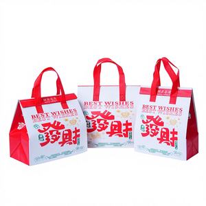 Non-woven Takeout Insulated Food <b>Packaging</b> <b>Bags</b> for Cake Chocolate Commercial Catering Tote <b>Bags</b> Hand Length Handle Custom - Product Image 1