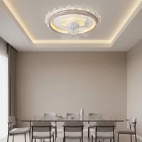360 °   Ventilateur de plafond intelligent à tête oscillante avec télécommande pour haut-parleur Bluetooth, lampe, design moderne