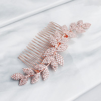 Haarnadel mit Strasssteinen und Blattmotiv im Western-Stil aus Legierung, Luxuriöse Mode-Haarspangen für Mädchen, Braut-Haarkamm-Accessoires