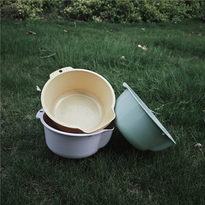 Égouttoir rond en plastique avec couvercle en PP, panier de rangement ménager pour la cuisine, idéal pour laver les fruits, les légumes et le riz - Product Image 1