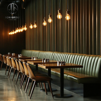 Meubles modernes Ron Group, table carrée en bois massif, chaise rembourrée personnalisée, banquette en cuir capitonnée pour restaurant