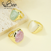 Cincin Retro Enamel Berwarna Modis Eropa 14k Italia Bohemian Unik Cincin Prom Wanita Perhiasan Pernyataan Pesta Modern
