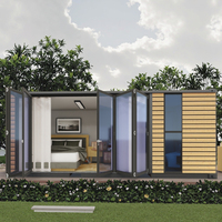 Villa de luxe personnalisée de 20 pieds, conteneur habitable en acier, maison mobile préfabriquée en verre, maison ensoleillée, salon, cuisine, salle de bain chinois