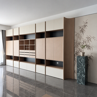 Meuble mural de salon italien moderne, meuble TV, système de rangement modulaire de luxe, éclairage LED, bois écologique, meubles pour la maison