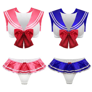 Conjunto de Lencería de Alta Calidad con Cuello <span class=keywords><strong>en</strong></span> V, Estilo Uniforme de Marinero, Minifalda de Estudiante de Dibujos Animados, Ropa Interior, Conjuntos de Uniforme para Actuaciones - Product Image 4