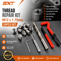 Kit de réparation de filetages 25 pièces M2-M12x1.75, kit d'inserts He Licoil, ensemble d'outils de réparation de filetages avec outils d'installation pour perceuse et taraudeuse