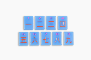 Plastic <b>Mahjong</b> Tiles <b>Set</b> Blue With Colorful Symbols Classic Style Portable For 4 Players Unisex Durable Playing Pieces - Product Image 3