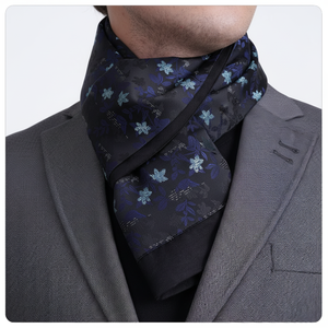 Exve Exclusive Elegant Double-Sided Jacquard Woven Turkey Origin Scarf Black Navy Blue Turquoise Floral Pattern <b>Hat</b> <b>Glove</b> <b>Sets</b> - Product Image 2