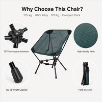 Chaise pliante d'extérieur ultra-légère en aluminium pour la pêche, la plage, la randonnée et le camping - Design portable en forme de lune triangulaire