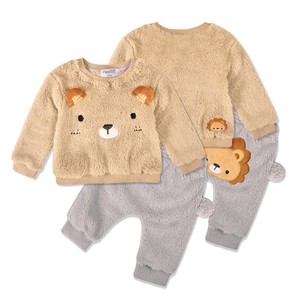 Vêtements d'hiver pour bébés filles, ensemble 2 pièces pour nourrissons, bébé en molleton de corail, Patch brodé à manches longues, pour garçons - Product Image 2