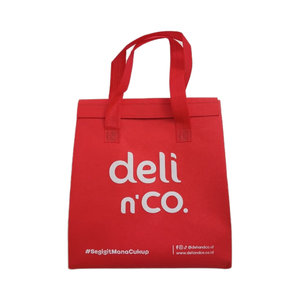 Sac isotherme réutilisable en non-tissé 25x24x13cm avec cordon de serrage, logo personnalisé, pour le transport d'aliments et de boissons chauds/froids, idéal pour la restauration, les coursiers et les ventes. - Product Image 1