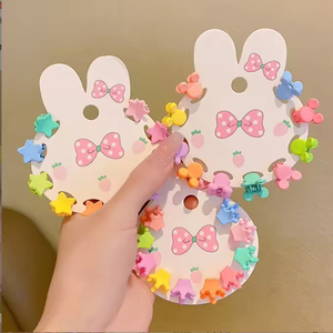 Nouveauté : Lot de 10 petites pinces à cheveux colorées pour filles, en plastique, forme papillon, accessoires de style européen-américain - Product Image 1