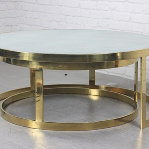 Mesa de Centro Moderna Nórdica de Hierro Forjado, Mesa Redonda de Metal Cromado Dorado y Plateado para Sala de Estar, Juego de Mesa para Café y Té - Product Image 4
