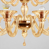 Lustre moderne en verre ambré, suspension décorative italienne en verre soufflé à la main pour villa, salle à manger, restaurant