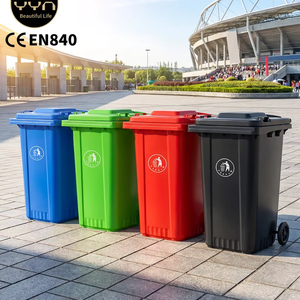 YYN 垃圾箱 耐用 HDPE 城市垃圾箱 240 升 带轴移动式垃圾桶 环保型 100L/120L/240L 塑料材质 - Product Image 1