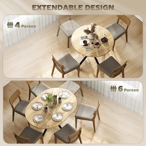 Mesa de Comedor Redonda SENYU Homecom de 135 cm con Tapa de Madera y Patas de Metal, Diseño Moderno y Minimalista, 6 Plazas, Mueble Estable para el Hogar - Product Image 4