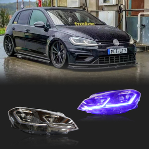 Conjunto de Faros LED para <span class=keywords><strong>VW</strong></span> <span class=keywords><strong>Golf</strong></span> 7 MK7 MK7.5 GTI 2013-2017, Proyector Láser BI-LED, Azul Hielo, Secuencial, Plug and Play - Product Image 1