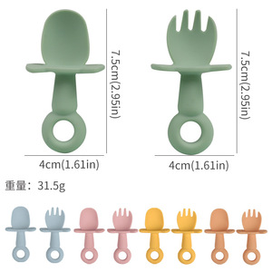 Juego de 2 Cucharas y Tenedores de Silicona para Bebés y Niños Pequeños, Libres de BPA - Product Image 6