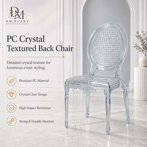 Clear Polycarbonate Cane Pattern Oval Back <b>Chair</b> Lightweight Durable for Wedding and Hotel Events - Product Image 2