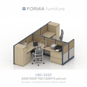 Muebles de Oficina Modernos, Cubículo para Centro de Llamadas, Estación de Trabajo, Mesa de Oficina con Separador, Escritorio para Computadora, Estación de Trabajo Modular para 2 Personas - Product Image 2