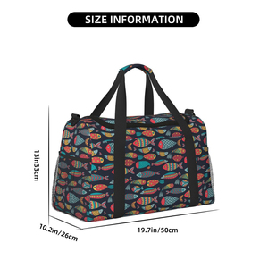 Bolsa Deportiva Unisex con Diseño de Peces de Dibujos Animados, Bolsa de Viaje de Gran Capacidad (20-30L), Cierre de Cremallera, Material de Poliéster, Estilo Casual - Product Image 3