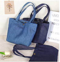 Sac fourre-tout en jean personnalisable, sac en toile minimaliste avec bouton en laiton, vente en gros, sac cadeau pour promotion d'entreprise