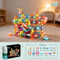 Ensemble de 160 pièces de blocs de construction magnétiques pour circuit de billes 3D DIY, labyrinthe, jouet éducatif pour le développement de la pensée spatiale pour enfants