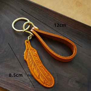 Offre Spéciale luxe véritable plume porte-clés en cuir pour hommes chanceux voiture rétro porte-clés bijoux accessoires Vintage plume porte-clés - Product Image 3