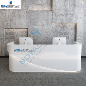 Nhà Máy Giá Tùy Chỉnh Kích Thước Bằng Gỗ Salon Trắng Bàn Tiếp Tân Bàn Văn Phòng Với Ngăn Kéo - Product Image 1