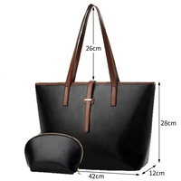 Nouveaux sacs à main en cuir PU de haute qualité, sacs fourre-tout grande capacité, ensemble deux pièces couleur unie, sac à bandoulière