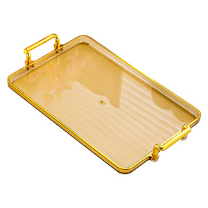 Bandeja de almacenamiento rectangular con asas doradas para organización de escritorio y servicio de té, 1 compartimento, color sólido, tipo vertical - Product Image 5