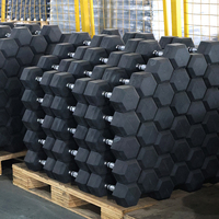 Ensemble d'haltères hexagonales en caoutchouc, noyau en fonte massif, durables, antidérapantes, pour les exercices des bras et du corps, utilisation commerciale et domestique en salle de sport