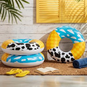 4 Pack Cartoon Sky & Cow Print <b>Inflatable</b> Swim Rings <b>for</b> <b>Pool</b> Beach - Product Image 4