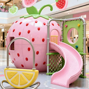 CA012 Casita de Juegos Infantil con Forma de Fruta, Tobogán, Red de Escalada, Balancín, Equipo de Diversión para Niños en Interiores - Product Image 1